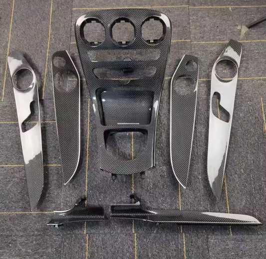 Carbon Interieur Zierleisten Set Hochglanz für C-Klasse W205 Mittelkonsole und Armaturenbrett