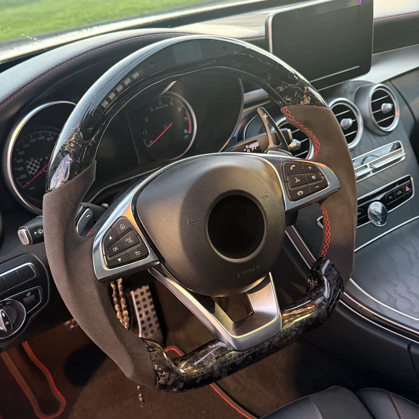 W205 AMG Lenkrad mit Carbon und roter Naht